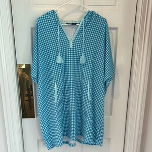 Blue Gingham Women's Cover-Up Dress for Beach/Pool